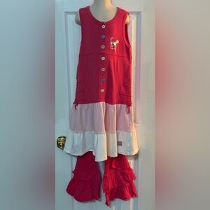 Naartjie Kitty Dress & Leggings Sz 10 Hot Pink